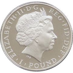 1 Pound - Elizabeth II 4th portrait, 1/2 oz Fine Silver