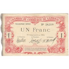 1 franc - Chambre de Commerce de Cambrai [59]