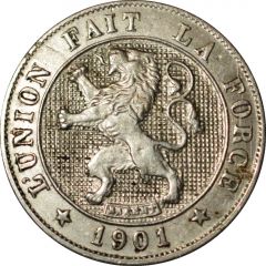 5 Centimes - Léopold II French text - Large lion