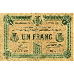 1 Franc - Chambre de Commerce de Chalon-sur-Saône, Autun et Louhans 71