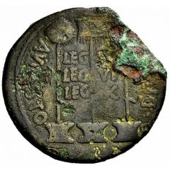 Sestertius - Augustus TIB FLAVO PRAEF GERMAN L IVVENT LVPERCO II VIR C C A