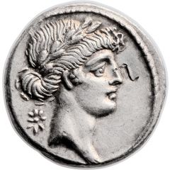 Denarius Pomponia: Quintus Pomponius Musa, Q•POMPONI MVSA, Urania