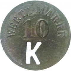 10 Pfennig Werth-Marke, with cutout `K`