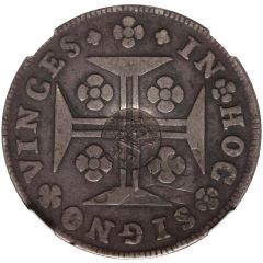 600 Réis Countermark `Crowned G.P.` over 1 Cruzado - Portugal