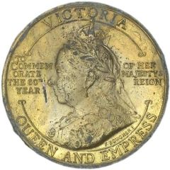 Medal - Victoria Diamond Jubilee; `Blessings of Peace`, gilt white metal