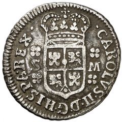 2 Reales `Maria` - Carlos II Seville,milled
