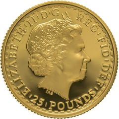 25 Pounds - Elizabeth II 4th portrait, 1/4 oz Fine Gold