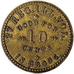 10 Cents - Civil War Sutler Token - John Stanton 27th Reg Illinois Vols