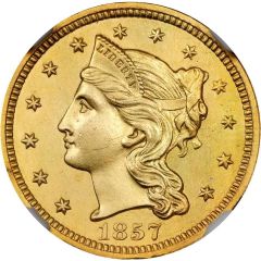 2 1/2 Dollars `Quarter Eagle` Pattern, Gilt Copper