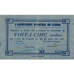 25 Céntimos Artesa de Lleida