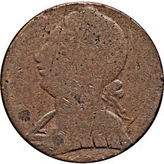 1/2 Penny Imitation Sailing Ship - Laureate Bust