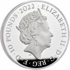10 Pounds - Elizabeth II James I, Silver Piedfort