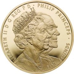 5 Pounds - Elizabeth II Platinum Wedding, Gold Proof