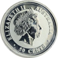 50 Cents - Elizabeth II 4th Portrait - Year of the Dragon - Silver Bullion Coin
