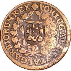 10 Reis - João Prince Countermark `SHIELD` over `V Réis, João V`