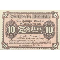 10 Pfennig Schildhorst, Glashüttenwerk W. Hampel