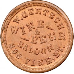 Civil War Merchant Token - W. Gentsch Wine and Beer Cincinnati, OH