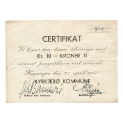 10 Kroner Kyrkjebø Municipality, Printed