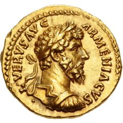 Aureus - Lucius Verus TR P IIII IMP II COS II, Hercules