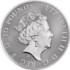 10 Pounds - Elizabeth II Red Dragon of Wales, 10 oz Fine Silver