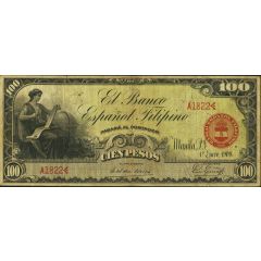 100 Pesos Banco Español Filipino, Red seal