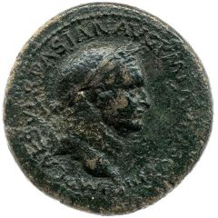 Sestertius - Vespasian, Titus, and Domitian CAESAR AVG F DES IMP AVG F COS DES II S C