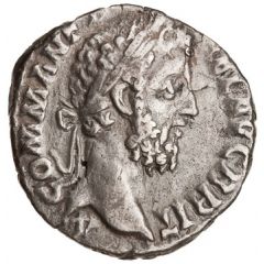 Denarius - Commodus PIETATI SENATVS C V P P, Genius of the Senate