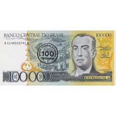 100 Cruzados overprinted on P# 205