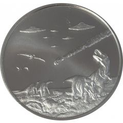 1 Ounce Silver - Intaglio Mint UFOs over Dinosaurs