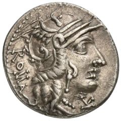 Denarius M. Calidius, Q. Metellus and Cn. Fulvius