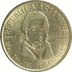 50 Centavos 150th anniversary of the death of General San Martin, reeded edge