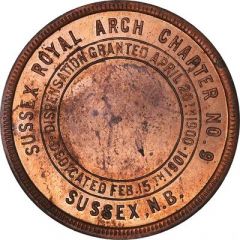 Masonic Penny - Sussex Royal Arch Chapter No. 9 Sussex, New Brunswick