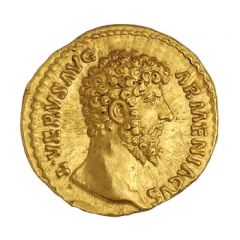 Aureus - Lucius Verus and Sohaemus of Armenia TR P IIII IMP II COS II REX ARMEN DAT