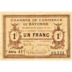 1 Franc - Chambre de Commerce de Bayonne 64