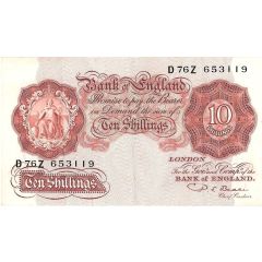 10 Shillings Series A, Britannia, with thread