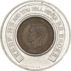 Encased coin Percy Towns, Douglas