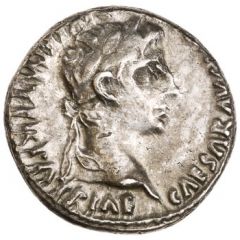 Denarius - Augustus and Tiberius TI CAESAR AVG F TR POT XV