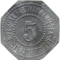 5 Pfennig - Wüstewaltersdorf Websky, Hartmann and Wiesen