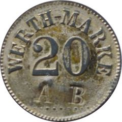 20 Pfennig Werth-Marke, Countermarked `AB`