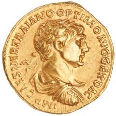 Aureus - Trajan P M TR P COS VI P P S P Q R FORT RED, Fortuna