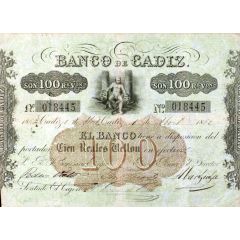 100 Reales de Vellón Banco de Cádiz