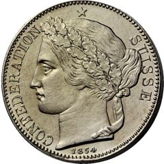 2 Francs Silver, piedfort, pattern