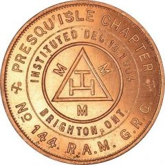 Masonic Penny - Presqu`Isle Chapter No. 144 Brighton, Ontario