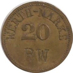 20 Pfennig Werth-Marke, Countermarked 'RW'