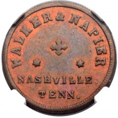 Cent - Civil War Merchant Token - Walker and Napier Barbers Nashville, Tennessee