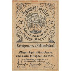 20 Heller Amstetten, Schutzverein Antisemitenbund