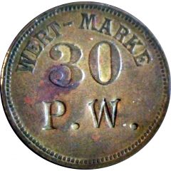 30 Pfennig Wert-Marke, Countermarked `PW`