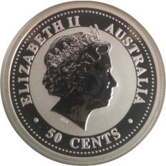 50 Cents - Elizabeth II 4th Portrait - Year of the Pig - Silver Bullion Coin