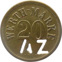 20 Pfennig Werth-Marke, with cutout 'AZ'