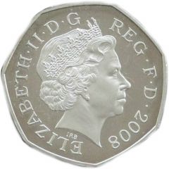 50 Pence - Elizabeth II 4th portrait, Royal Shield, Silver Piedfort